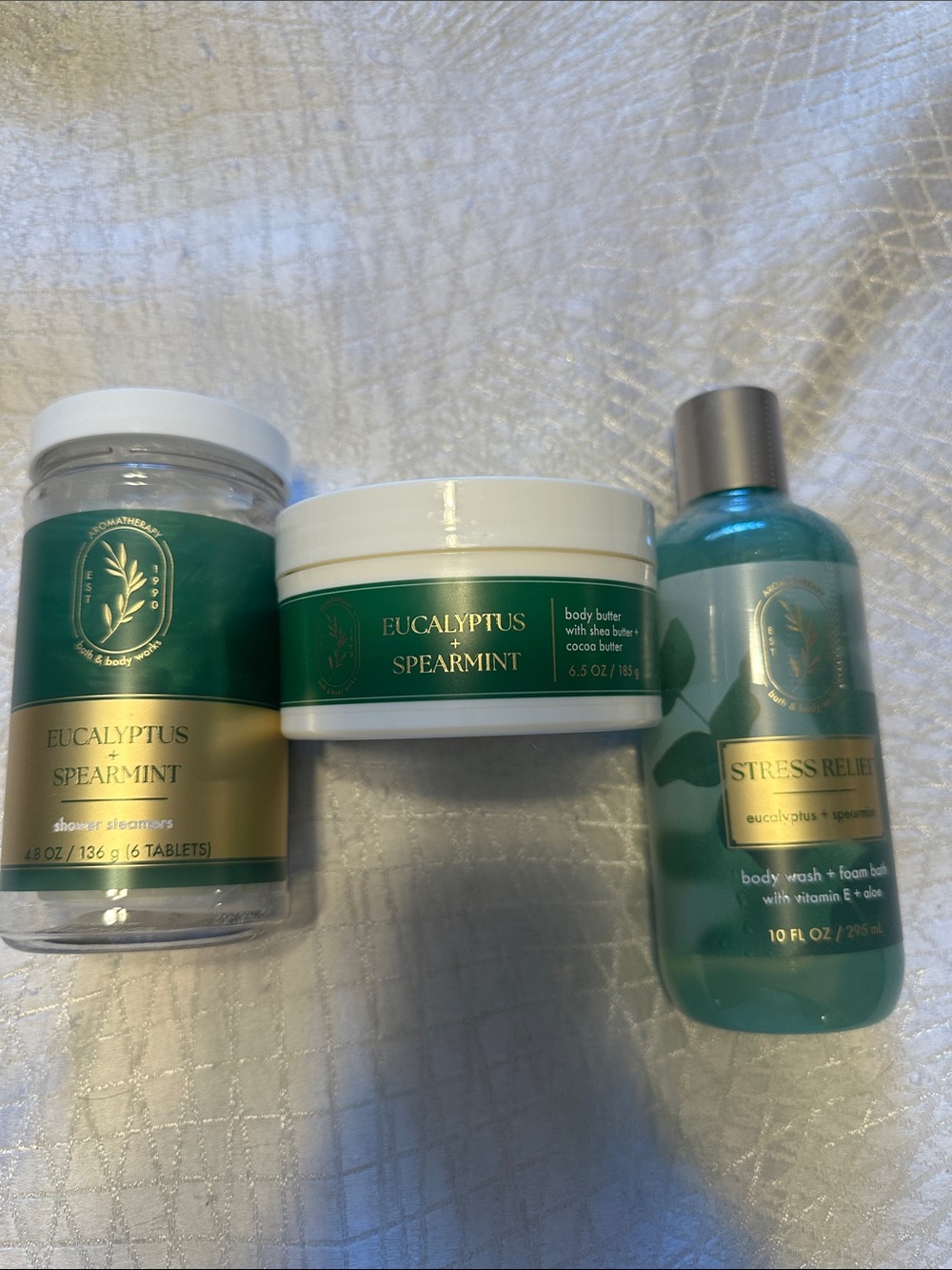 Bath & Body Works Eucalyptus + Spearmint Green and Gold Shower Steamers